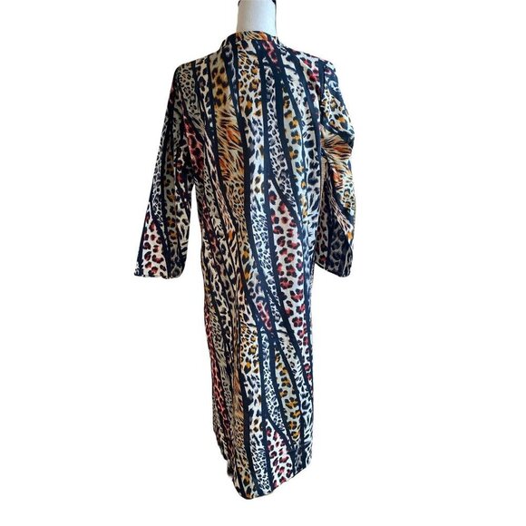 Animal print leopard long sleeves shift shirt-dress kaftan tunic kurta XS/S - Picture 5 of 12